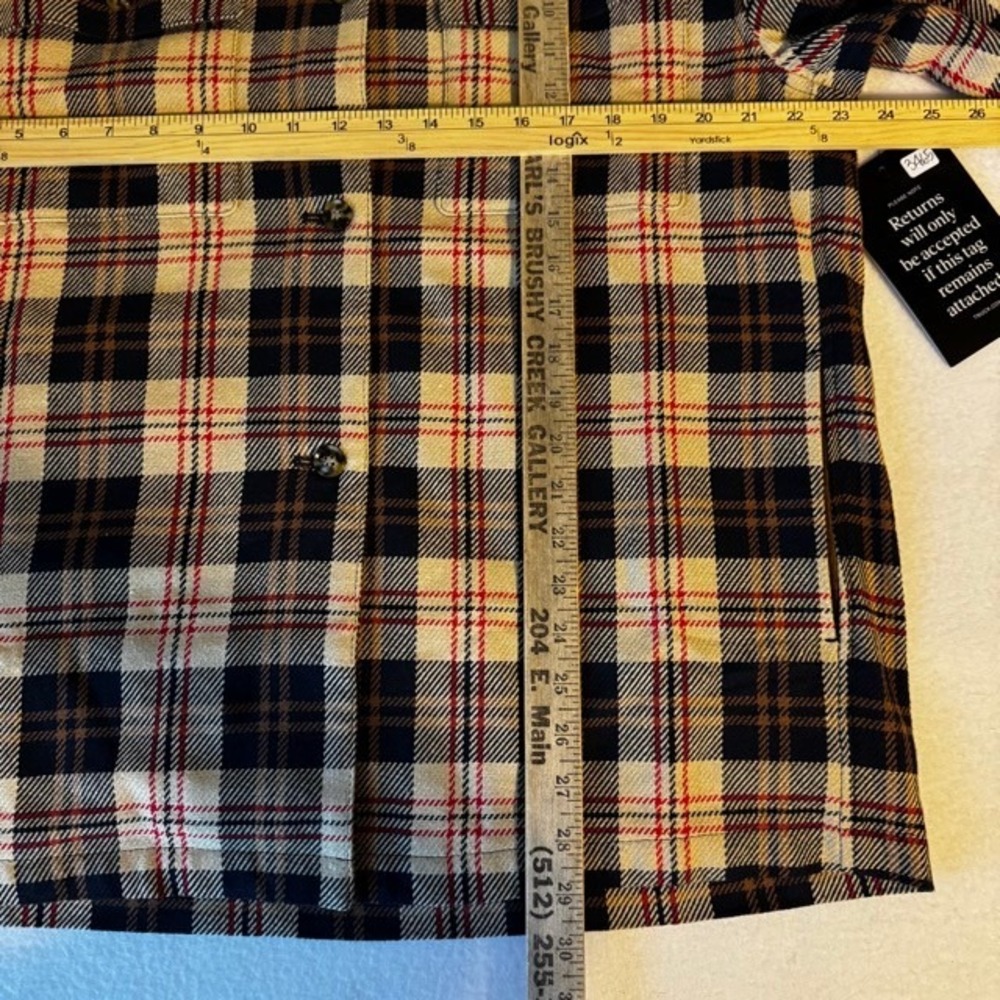 Tuckernuck Womens Plaid Platt Ranch Chore Jacket Cotton Cream Navy‎ Large NWT - Picture 8 of 11